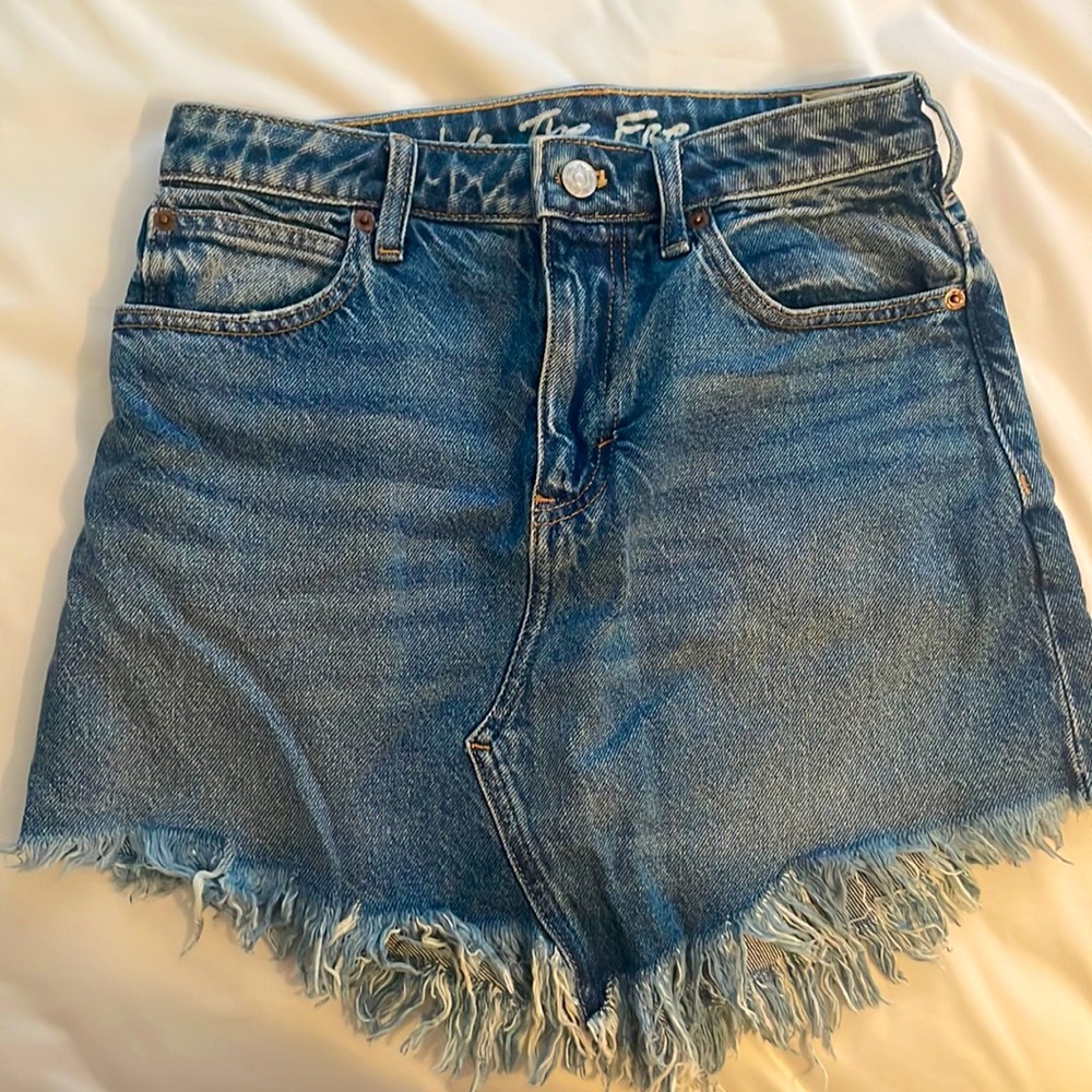Denim Skirt with fringe - We the Free by Free People